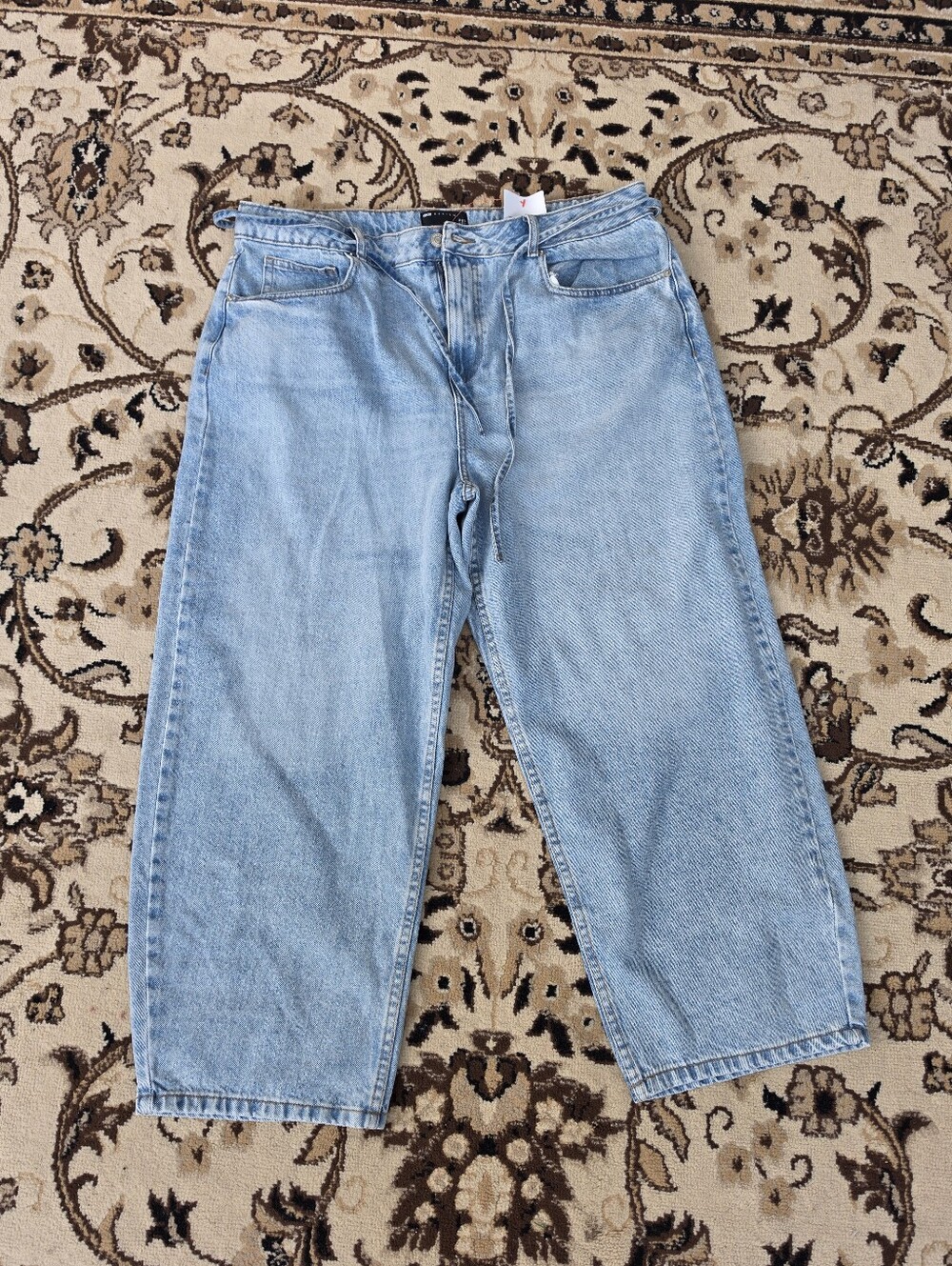 ASOS Light Blue Denim Jeans with Tan Stitching and Silver Button